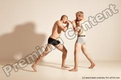 Underwear Martial art Man - Man White Moving poses Slim Short Blond Dynamic poses Academic