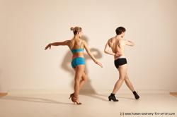 Underwear Woman - Man White Slim Short Brown Dancing Dynamic poses Academic