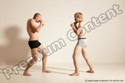 Underwear Martial art Man - Man White Moving poses Slim Short Blond Dynamic poses Academic