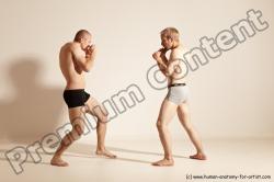 Underwear Martial art Man - Man White Moving poses Slim Short Blond Dynamic poses Academic