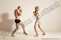 Underwear Martial art Man - Man White Moving poses Slim Short Blond Dynamic poses Academic