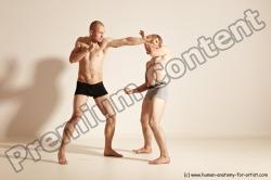 Underwear Martial art Man - Man White Moving poses Slim Short Blond Dynamic poses Academic