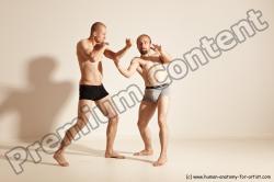 Underwear Martial art Man - Man White Moving poses Slim Short Blond Dynamic poses Academic