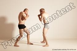 Underwear Martial art Man - Man White Moving poses Slim Short Blond Dynamic poses Academic