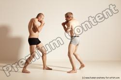 Underwear Martial art Man - Man White Moving poses Slim Short Blond Dynamic poses Academic