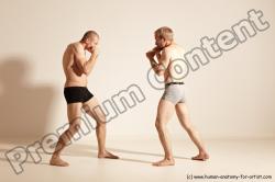 Underwear Martial art Man - Man White Moving poses Slim Short Blond Dynamic poses Academic