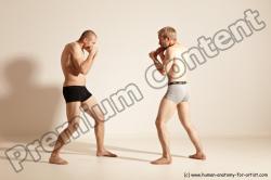 Underwear Martial art Man - Man White Moving poses Slim Short Blond Dynamic poses Academic