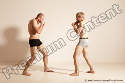 Underwear Martial art Man - Man White Moving poses Slim Short Blond Dynamic poses Academic