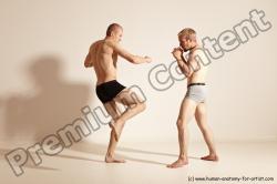 Underwear Martial art Man - Man White Moving poses Athletic Short Blond Dynamic poses Academic