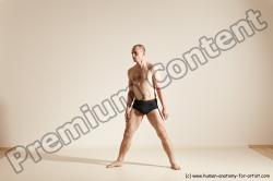 Underwear Gymnastic poses Man White Slim Bald Dancing Dynamic poses Academic