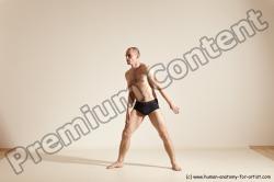 Underwear Gymnastic poses Man White Slim Bald Dancing Dynamic poses Academic