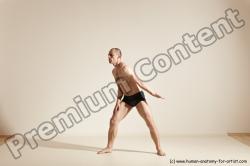 Underwear Gymnastic poses Man White Slim Bald Dancing Dynamic poses Academic