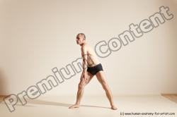 Underwear Gymnastic poses Man White Slim Bald Dancing Dynamic poses Academic