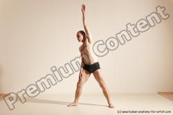 Underwear Gymnastic poses Man White Slim Bald Dancing Dynamic poses Academic