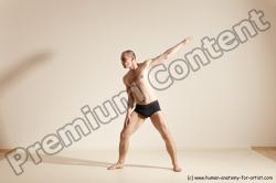 Underwear Gymnastic poses Man White Slim Bald Dancing Dynamic poses Academic