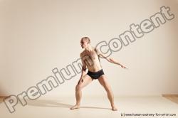 Underwear Gymnastic poses Man White Slim Bald Dancing Dynamic poses Academic