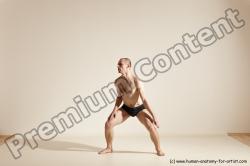 Underwear Gymnastic poses Man White Slim Bald Dancing Dynamic poses Academic