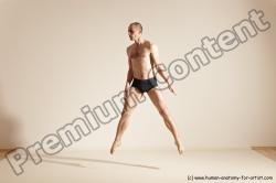 Underwear Gymnastic poses Man White Slim Bald Dancing Dynamic poses Academic