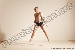 Underwear Gymnastic poses Man White Slim Bald Dancing Dynamic poses Academic