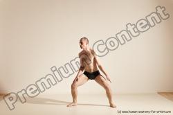 Underwear Gymnastic poses Man White Slim Bald Dancing Dynamic poses Academic