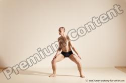 Underwear Gymnastic poses Man White Slim Bald Dancing Dynamic poses Academic