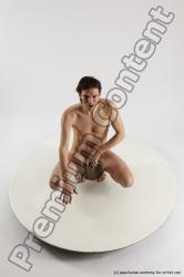 Nude Man White Standing poses - ALL Slim Short Brown Standing poses - knee-bend Multi angles poses Realistic