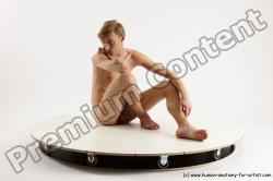 Nude Man White Sitting poses - simple Underweight Medium Brown Sitting poses - ALL Multi angles poses Realistic