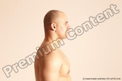 Nude Man White Detailed photos Slim Bald Dynamic poses Realistic