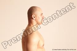 Nude Man White Detailed photos Slim Bald Dynamic poses Realistic