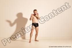 Underwear Martial art Man White Moving poses Athletic Short Blond Dynamic poses Academic