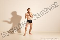 Underwear Martial art Man White Moving poses Athletic Short Blond Dynamic poses Academic