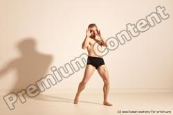 Underwear Martial art Man White Moving poses Athletic Short Blond Dynamic poses Academic