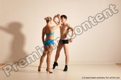 Underwear Woman - Man White Slim Short Brown Dancing Dynamic poses Academic