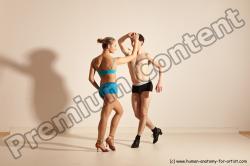 Underwear Woman - Man White Slim Short Brown Dancing Dynamic poses Academic