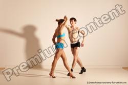 Underwear Woman - Man White Slim Short Brown Dancing Dynamic poses Academic