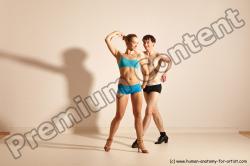 Underwear Woman - Man White Slim Short Brown Dancing Dynamic poses Academic