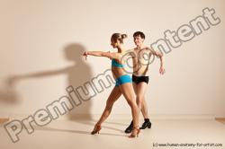 Underwear Woman - Man White Slim Short Brown Dancing Dynamic poses Academic