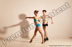 Underwear Woman - Man White Slim Short Brown Dancing Dynamic poses Academic