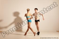 Underwear Woman - Man White Slim Short Brown Dancing Dynamic poses Academic