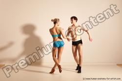 Underwear Woman - Man White Slim Short Brown Dancing Dynamic poses Academic