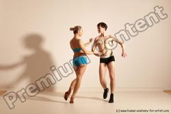 Underwear Woman - Man White Slim Short Brown Dancing Dynamic poses Academic