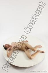 Nude Man White Laying poses - ALL Athletic Short Brown Laying poses - on back Multi angles poses Realistic