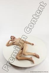 Nude Man White Laying poses - ALL Athletic Short Brown Laying poses - on back Multi angles poses Realistic