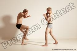 Underwear Martial art Man - Man White Moving poses Slim Short Blond Dynamic poses Academic