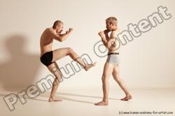 Underwear Martial art Man - Man White Moving poses Slim Short Blond Dynamic poses Academic