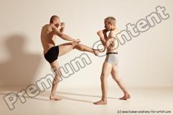 Underwear Martial art Man - Man White Moving poses Slim Short Blond Dynamic poses Academic