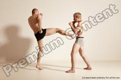 Underwear Martial art Man - Man White Moving poses Slim Short Blond Dynamic poses Academic