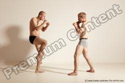 Underwear Martial art Man - Man White Moving poses Slim Short Blond Dynamic poses Academic