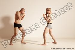 Underwear Martial art Man - Man White Moving poses Slim Short Blond Dynamic poses Academic