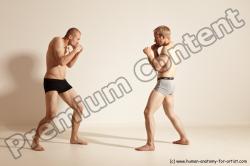 Underwear Martial art Man - Man White Moving poses Slim Short Blond Dynamic poses Academic